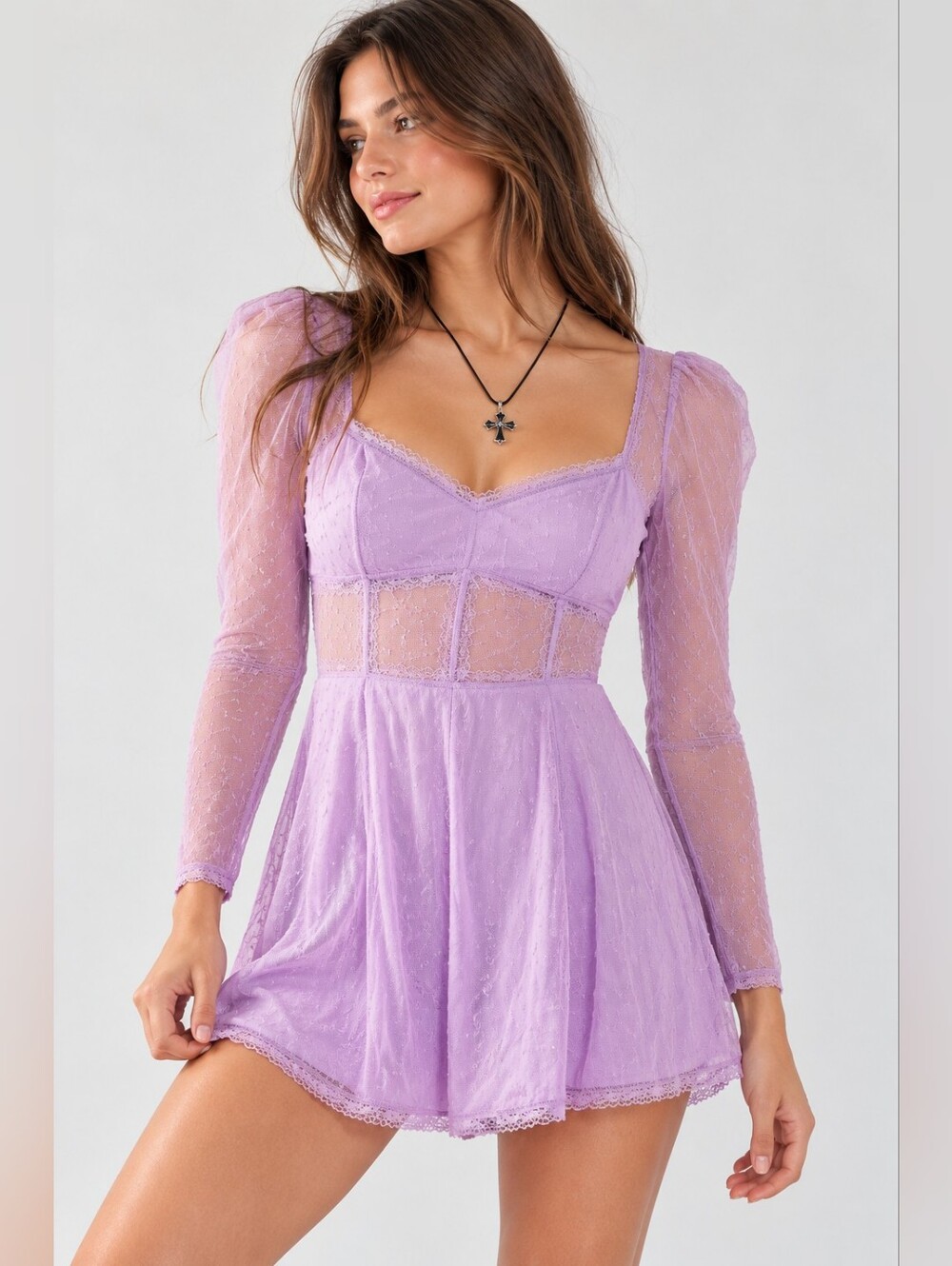 Urban Outfitters Lilac Lace Romper S